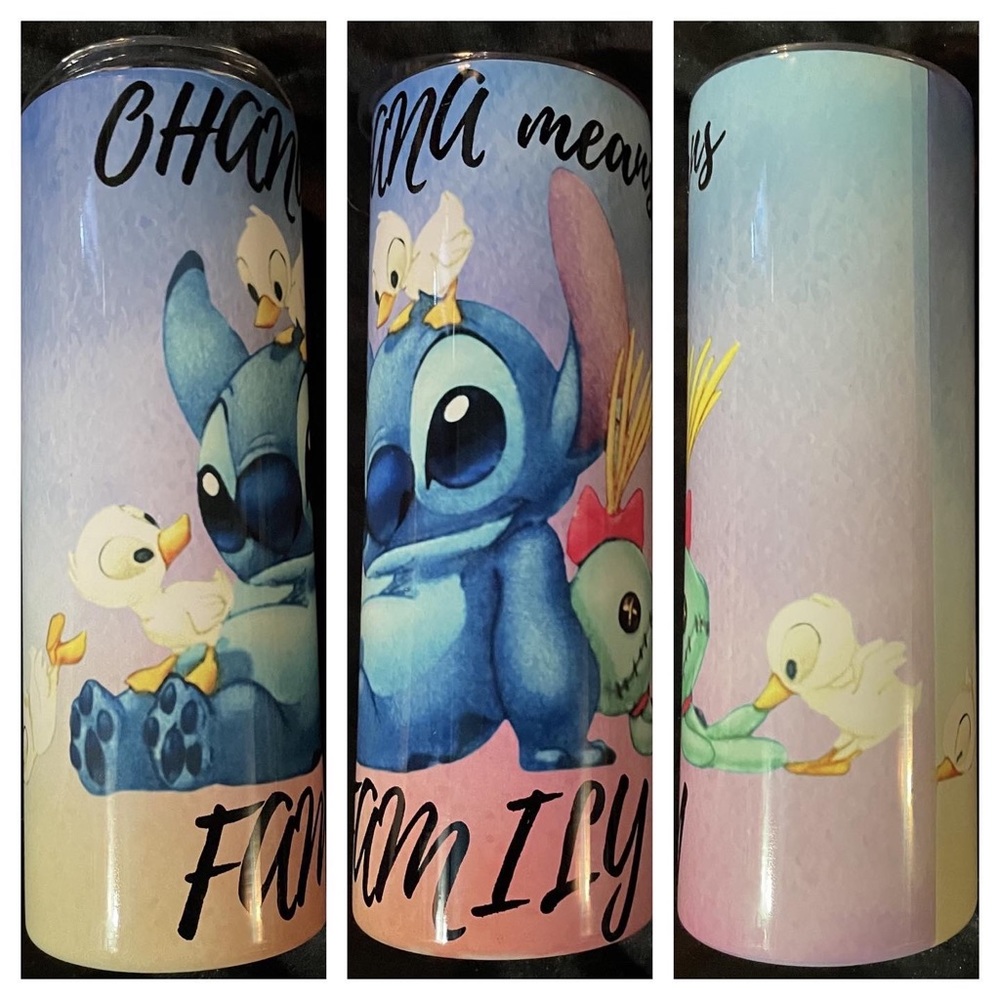 Made2order Stitch Ohana means family 20oz tumbler